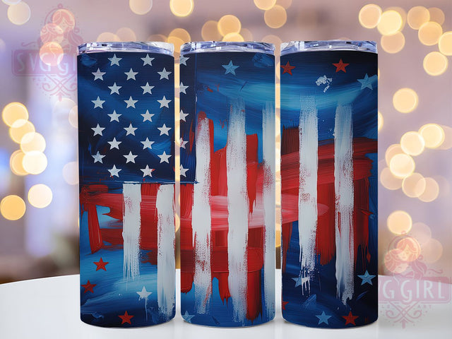 Bold & Proud Brushstroke Flag Tumbler, Patriotic Tumbler Wrap, 4th Of July Tumbler, Stars And Stripes Wrap, USA Sublimation Design, Red White Blue Tumbler, American Pride Wrap Sublimation SvggirlplusArt 