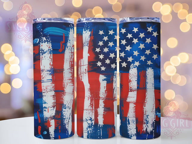 Bold & Proud Brushstroke Flag Tumbler, Patriotic Tumbler Wrap, 4th Of July Tumbler, Stars And Stripes Wrap, USA Sublimation Design, Red White Blue Tumbler, American Pride Wrap Sublimation SvggirlplusArt 