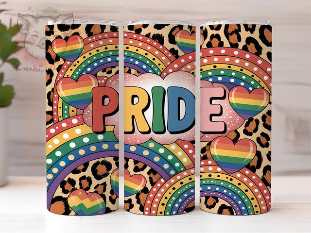 Bold Rainbow Leopard Pride Tumbler, Rainbow Leopard PNG, LGBTQ Tumbler Design, 20oz Sublimation Wrap, Colorful Animal Print, Equality Pride Cup, Bold Pride Tumbler Sublimation Lara' s Designs 