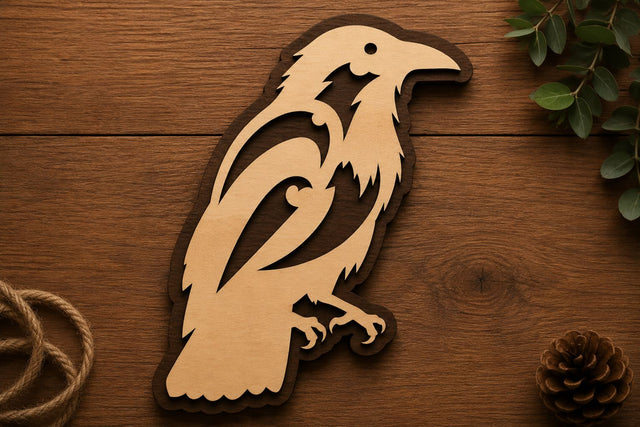 Bold Raven Silhouette Laser Cut Svg File Design SVG Regulrcrative 