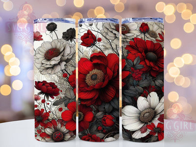 Bold Red Floral Tumbler, Seamless Bloom Wrap, Vibrant Botanical Design, Romantic Chic Style, Elegant Garden Motif, Artistic Nature Print, Eye‑Catching Floral Theme, 20Oz Tumbler, Sublimation Sublimation SvggirlplusArt 