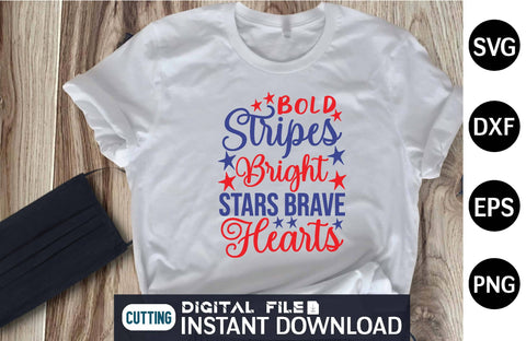 Bold Stripes Bright Stars Brave Hearts svg SVG designer krishna 