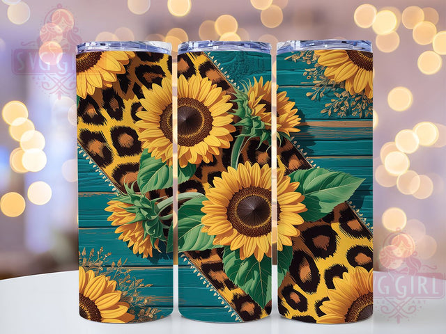 Bold Sunflower Leopard 20oz Tumbler, Leopard Print, Bold Style, Rustic Tumbler, 20oz Sublimation, PNG Design, Country Gift Sublimation SvggirlplusArt 