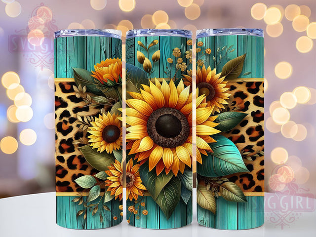 Bold Sunflower Leopard 20oz Tumbler, Leopard Print, Bold Style, Rustic Tumbler, 20oz Sublimation, PNG Design, Country Gift Sublimation SvggirlplusArt 