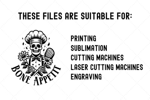 Bone Apettit Halloween Skeleton Chef SVG DXF PNG JPG SVG CraftySVGStudio 