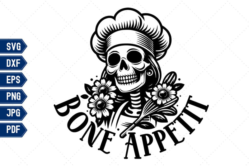 Bone Appetit Halloween Chef Vector Design SVG DXF JPG PNG EPS SVG CraftySVGStudio 