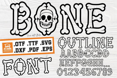 Bone Outline Font SVG TTF OTF – Spooky Halloween Letters Font TonisArtStudio 