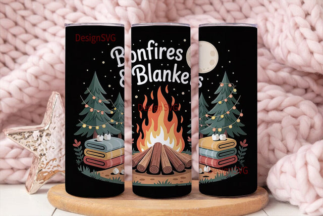 Bonfire & Blankets 20oz Tumbler Wrap Sublimation DesignSVG 