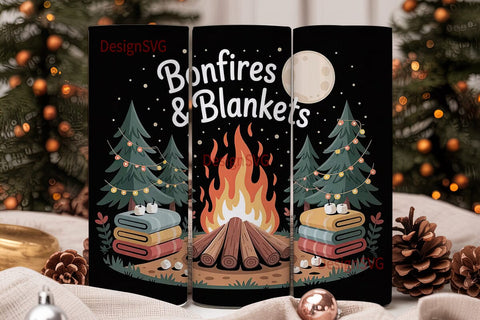 Bonfire & Blankets 20oz Tumbler Wrap Sublimation DesignSVG 