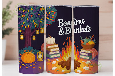 Bonfires Blankets Autumn Night Tumbler Sublimation PixelChick 