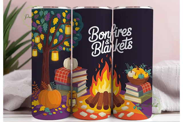 Bonfires Blankets Autumn Night Tumbler Sublimation PixelChick 
