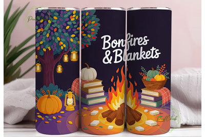 Bonfires Blankets Autumn Night Tumbler Sublimation PixelChick 