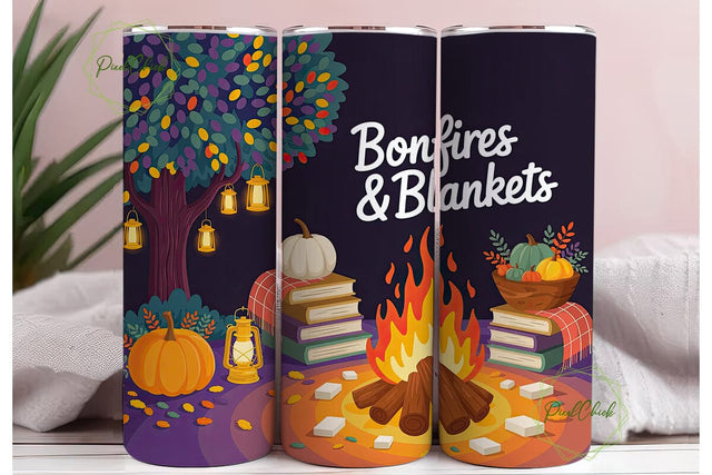 Bonfires Blankets Autumn Night Tumbler Sublimation PixelChick 