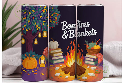 Bonfires Blankets Autumn Night Tumbler Sublimation PixelChick 