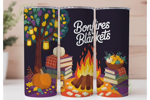 Bonfires Blankets Autumn Night Tumbler Sublimation PixelChick 