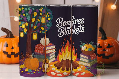 Bonfires Blankets Autumn Night Tumbler Sublimation PixelChick 