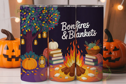 Bonfires Blankets Autumn Night Tumbler Sublimation PixelChick 