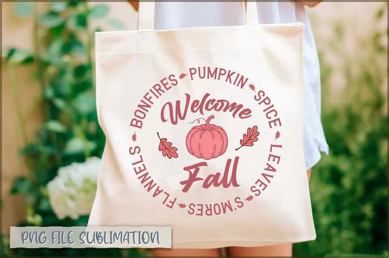 Bonfires pumpkin spice leaves s'mores flannels welcome fall Tote Bag Sublimation Shetara Begum 