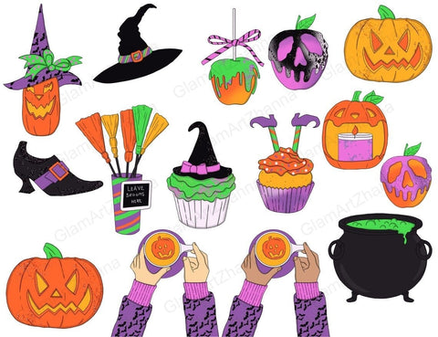 Boo CLIPART Halloween Autumn Gothic Pumpkin Fall Party - PNG SVG GlamArtZhanna 