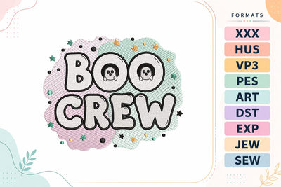 Boo Crew Cute Skull Patch Embroidery Design Embroidery/Applique DESIGNS sg embroidery 