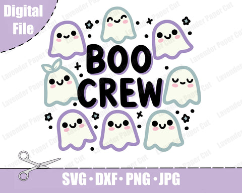 Boo Crew Layered SVG, PNG, Clipart, Kawaii Ghosts, Halloween SVG, For Cricut and Silhouette SVG Lavender Paper Cut 