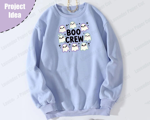 Boo Crew Layered SVG, PNG, Clipart, Kawaii Ghosts, Halloween SVG, For Cricut and Silhouette SVG Lavender Paper Cut 