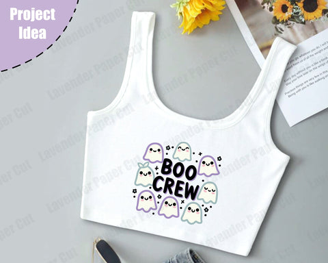 Boo Crew Layered SVG, PNG, Clipart, Kawaii Ghosts, Halloween SVG, For Cricut and Silhouette SVG Lavender Paper Cut 