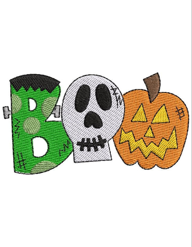 BOO funky Halloween Embroidery Design 4 Sizes - File formats in pes,dst,jef,xxx,exp,vip,vp3, Instant Digital Download, boo sheet, popular Embroidery/Applique DESIGNS AestheticdesignsE 