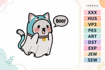 Boo Ghost Cat Costume Embroidery Design Embroidery/Applique DESIGNS sg embroidery 