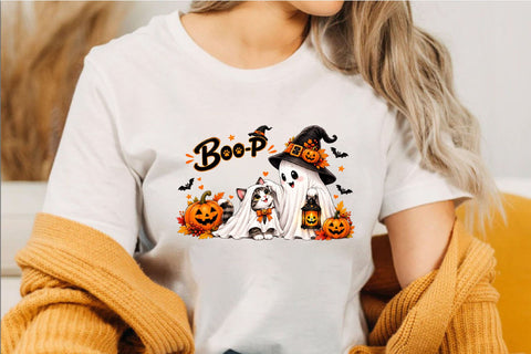 Boo Ghost Cat Halloween PNG Sublimation SVGArt 