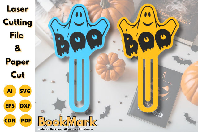 Boo Ghost Halloween Bookmark | laser cut file | svg paper cut | cricut | glowforge file SVG tofigh4lang 