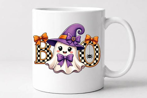 BOO Ghost Witch Hat Halloween PNG, Cute Spooky Ghost Design SVG BillahCrafts 