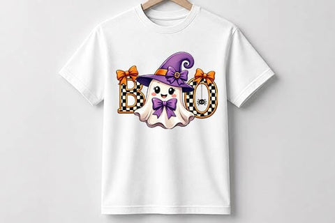 BOO Ghost Witch Hat Halloween PNG, Cute Spooky Ghost Design SVG BillahCrafts 
