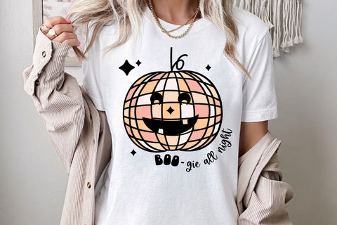 Boo-gie All Night SVG for Cricut, Retro Pumpkin Disco PNG for Stickers, Sublimation, TShirts, & More, Cute Fall Sticker SVG Designing Digitals 