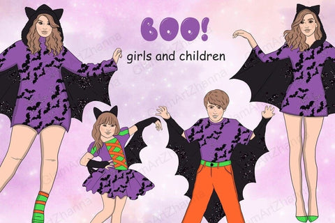 Boo GIRLS AND CHILDREN Halloween Autumn Gothic Pumpkin - PNG SVG GlamArtZhanna 