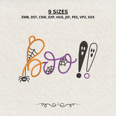 Boo Halloween Embroidery Design – Cute Ghost Spider Web Machine Embroidery File, Spooky Halloween Shirt Design Embroidery/Applique DESIGNS PatternFeed8 