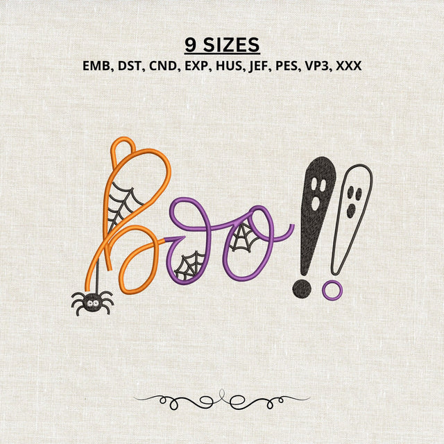 Boo Halloween Embroidery Design – Cute Ghost Spider Web Machine Embroidery File, Spooky Halloween Shirt Design Embroidery/Applique DESIGNS PatternFeed8 