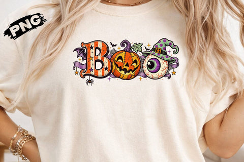 Boo Halloween Eyeball Pumpkin PNG SVG DesignDestine 