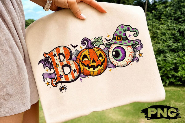 Boo Halloween Eyeball Pumpkin PNG SVG DesignDestine 