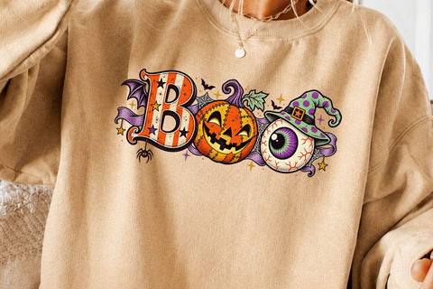 Boo Halloween Eyeball Pumpkin PNG SVG DesignDestine 