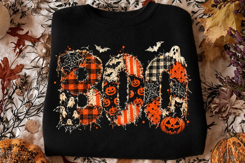 BOO Halloween PNG, Patchwork Boo PNG, Spooky Coquette png, Halloween Png, Bat png, Preppy Png, Trendy Png, Halloween Bow Png SVG DesignDestine 