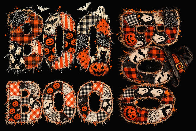 BOO Halloween PNG, Patchwork Boo PNG, Spooky Coquette png, Halloween Png, Bat png, Preppy Png, Trendy Png, Halloween Bow Png SVG DesignDestine 