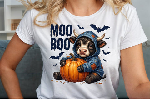 Boo Halloween Png Spooky Ghost Cow Png Sublimation designartist 