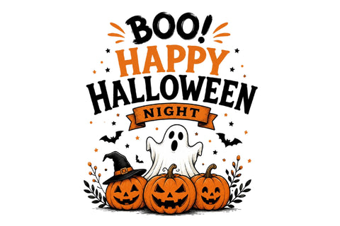 Boo Happy Halloween Night PNG Sublimation SVGArt 