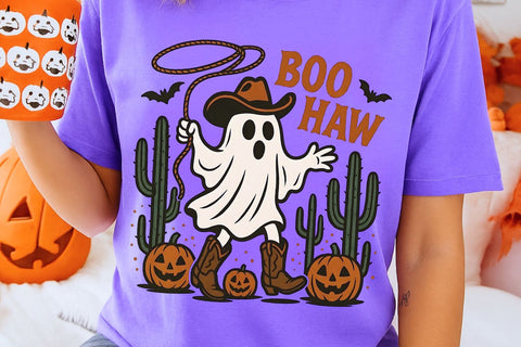 Boo Haw Halloween Png| Halloween Cowboy Ghost Sublimation Png. Sublimation CosmosFineArt 