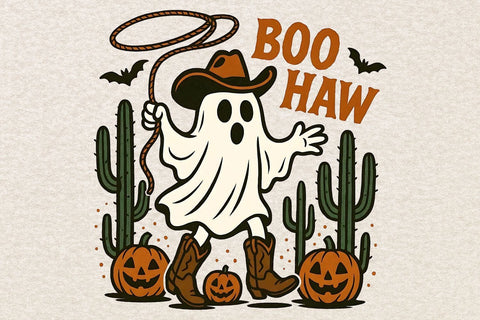 Boo Haw Halloween Png| Halloween Cowboy Ghost Sublimation Png. Sublimation CosmosFineArt 