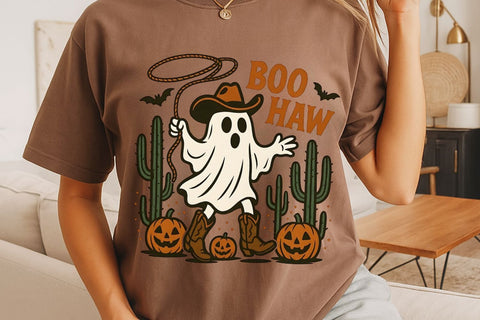 Boo Haw Halloween Png| Halloween Cowboy Ghost Sublimation Png. Sublimation CosmosFineArt 