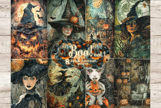 Boo Junk Journal Page | Halloween Printable Paper SVG GlamArtZhanna 