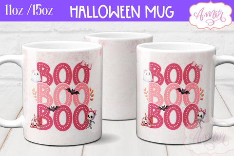 Boo mug wrap sublimation PNG | Pink Halloween mug png Sublimation Amorclipart 