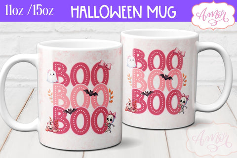Boo mug wrap sublimation PNG | Pink Halloween mug png Sublimation Amorclipart 